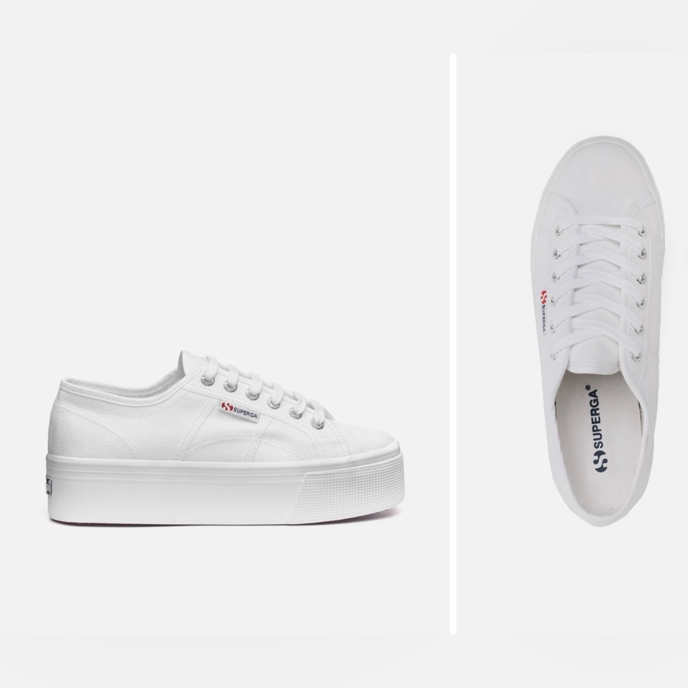 Superga white platform sneakers